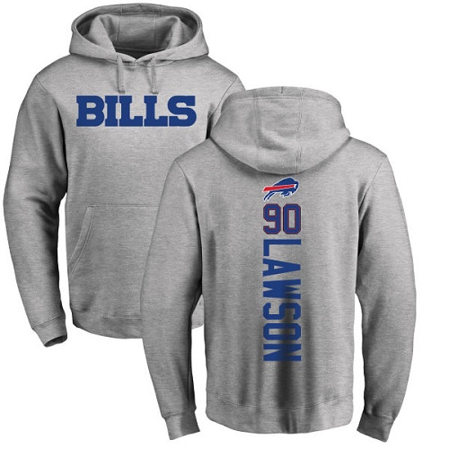 Men NFL Buffalo Bills #90 Shaq Lawson Ash Backer Pullover Hoodie Sweatshirt